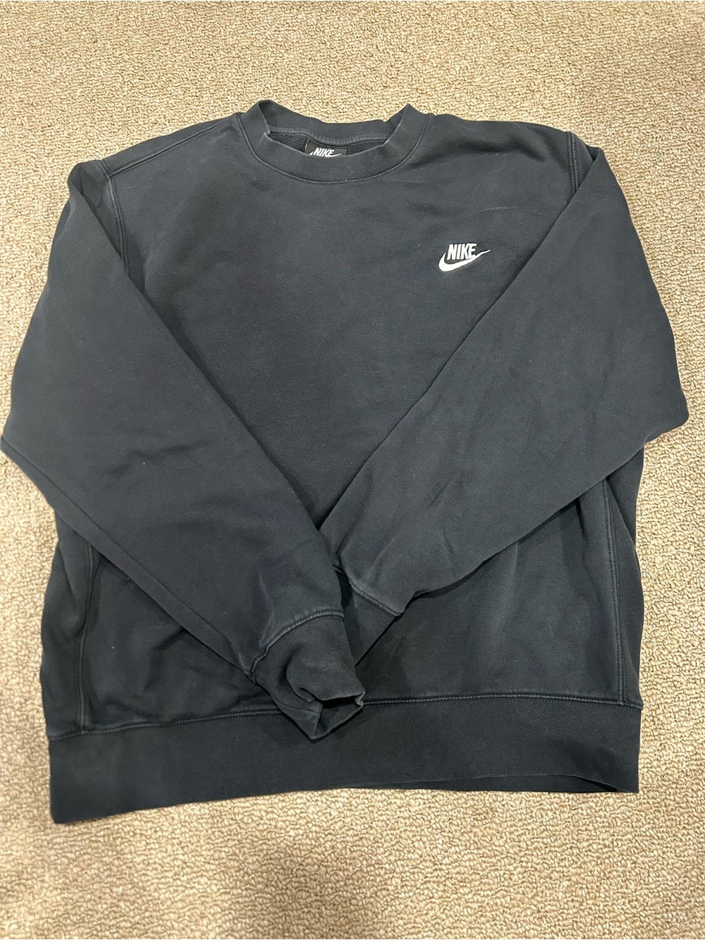 Nike Men's Black Crewneck Pullover with White Swoosh